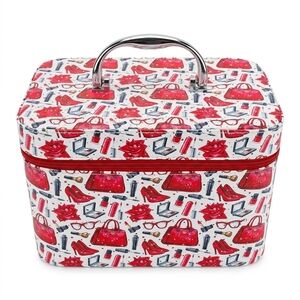 Red and White Fashion Patterned Makeup Case Box New